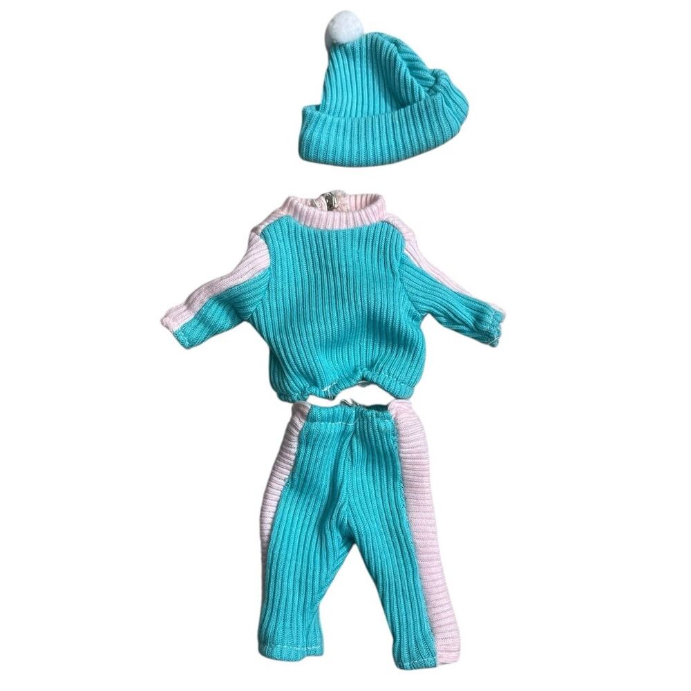 Vintage Ginny Vogue Dolls Outfit Hat Winter Ski Pants Turtleneck Pink Blue 1989